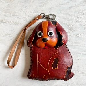 Brown Leather Dog Coin Purse